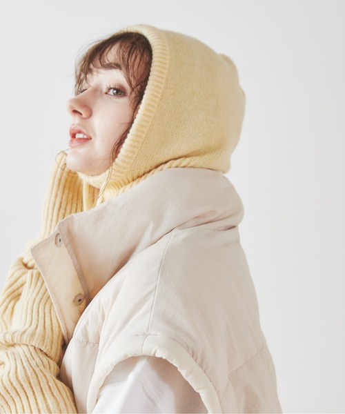 ANGIE（アンジー）の「バラクラバニットフードフォーマー（ネックウォーマー/スヌード・レディース・ブラウン/アイボリー/ベージュ・FREE）」の22枚目の写真