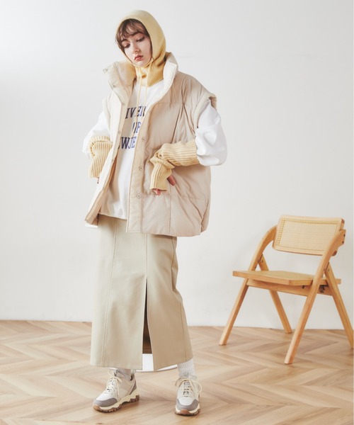 ANGIE（アンジー）の「バラクラバニットフードフォーマー（ネックウォーマー/スヌード・レディース・ブラウン/アイボリー/ベージュ・FREE）」の17枚目の写真