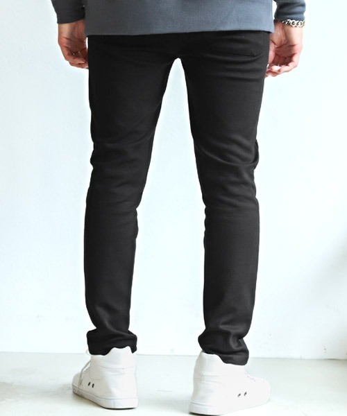 LUXSTYLE（ラグスタイル）の「T/Cダンボールニットスリムパンツ（スラックス・メンズ・ブラック/グレイッシュベージュ/杢グレー・M/L/XL）」の4枚目の写真