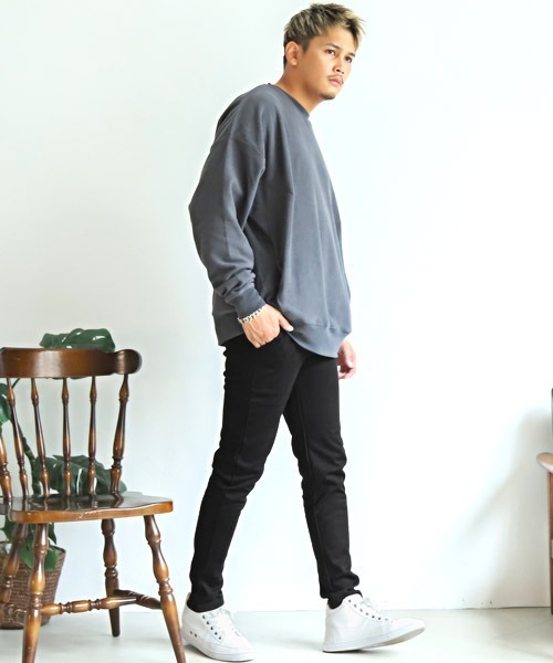 LUXSTYLE（ラグスタイル）の「T/Cダンボールニットスリムパンツ（スラックス・メンズ・ブラック/グレイッシュベージュ/杢グレー・M/L/XL）」の6枚目の写真