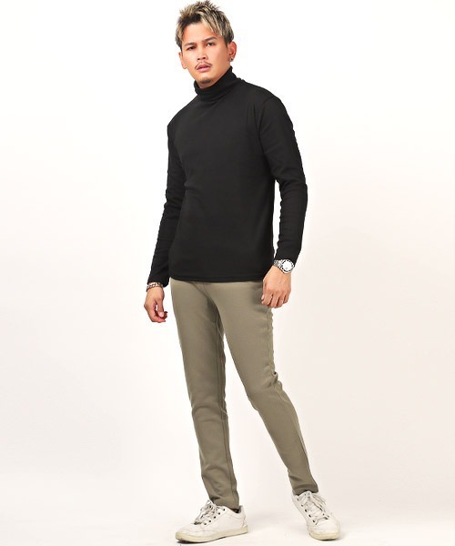 LUXSTYLE（ラグスタイル）の「T/Cダンボールニットスリムパンツ（スラックス・メンズ・ブラック/グレイッシュベージュ/杢グレー・M/L/XL）」の8枚目の写真