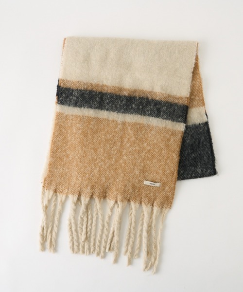 mystic（ミスティック）の「ボーダーBIGストール（マフラー・レディース・ベージュ/オフホワイト・ONE SIZE）」の13枚目の写真