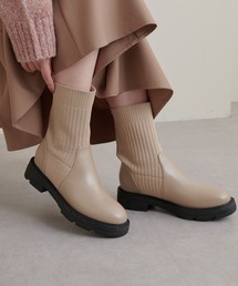 natural couture | ソックスとブーツがドッキング/ニットコンビ厚底ブーツ(ブーツ)