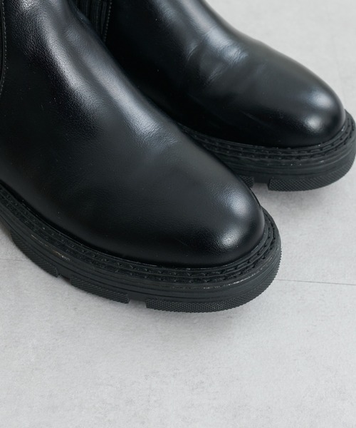 natural couture（ナチュラルクチュール）の「ソックスとブーツがドッキング/ニットコンビ厚底ブーツ（ブーツ・レディース・グレイッシュベージュ/ブラック・MEDIUM/LARGE）」の6枚目の写真