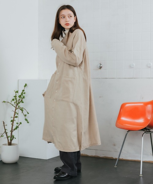 HARVESTY(ハーベスティ)の「HARVESTY/ハーベスティ ウールコットンツイルアトリエローブ シャツワンピース(ワンピース・レディース・ベージュ/ブラック/オリーブ・2/1)」の20枚目の写真