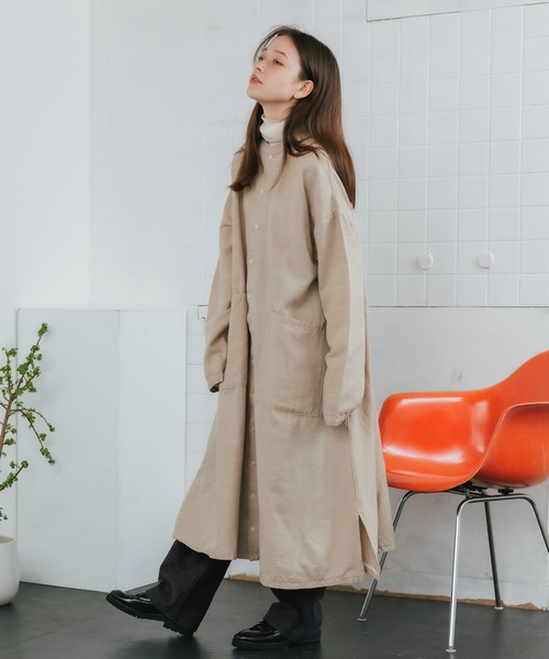 HARVESTY(ハーベスティ)の「HARVESTY/ハーベスティ ウールコットンツイルアトリエローブ シャツワンピース(ワンピース・レディース・ベージュ/ブラック/オリーブ・2/1)」の21枚目の写真