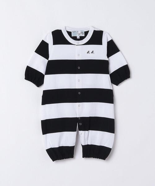 agnes b.（アニエスベー）の「J019 L GREN ベビー ボーダーロンパース（ロンパース・キッズ・ブラック×ホワイト・FREE）」の3枚目の写真
