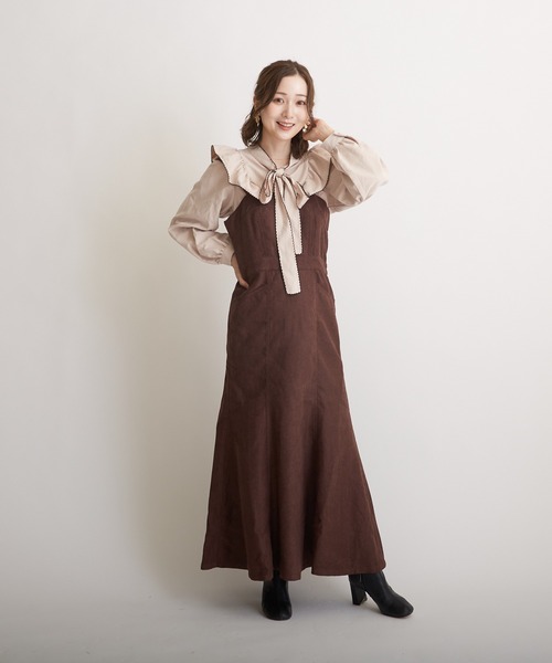 PAPAVER（パパヴェル）の「【papaver】ライスコールマーメイドキャミOP（ワンピース・レディース・ベージュ/ブラウン/ブラック・MEDIUM）」の3枚目の写真