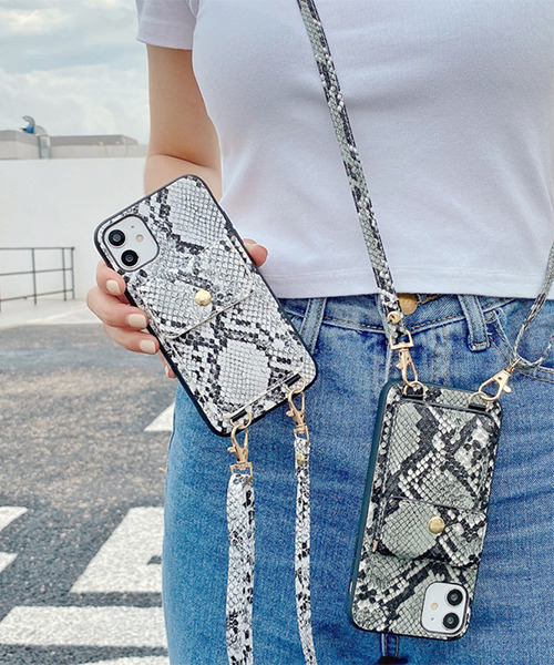 セール】パイソン柄 スマホショルダー iPhoneカバー アイフォン