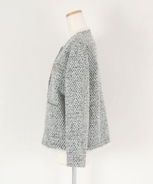 titivate(ティティベイト)の「ツイードジャケット(ノーカラージャケット・レディース・ブラック/オフホワイト/ブラック系その他/ネイビー・L/S/M)」の9枚目の写真