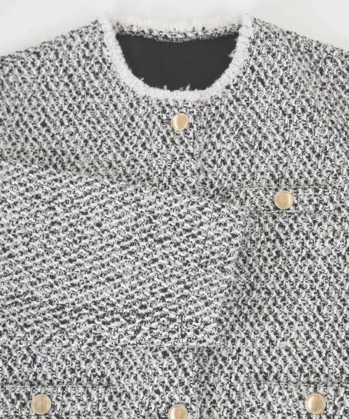 titivate(ティティベイト)の「ツイードジャケット(ノーカラージャケット・レディース・ブラック/オフホワイト/ブラック系その他/ネイビー・L/S/M)」の11枚目の写真