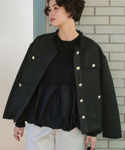 セール】ツイードジャケット（ノーカラージャケット）｜titivate