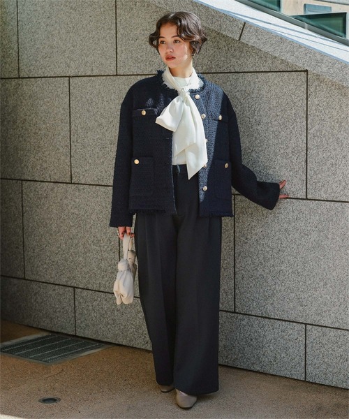 セール】ツイードジャケット（ノーカラージャケット）｜titivate