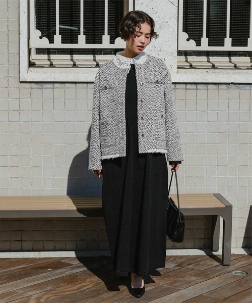 titivate(ティティベイト)の「ツイードジャケット(ノーカラージャケット・レディース・ブラック/オフホワイト/ブラック系その他/ネイビー・L/S/M)」の21枚目の写真