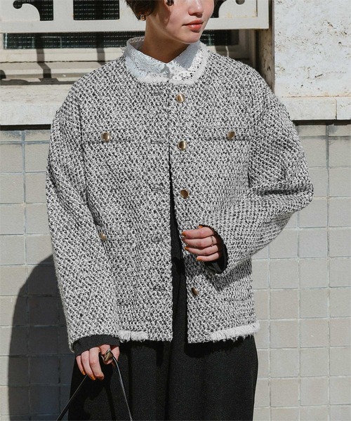 titivate（ティティベイト）の「ツイードジャケット（ノーカラー