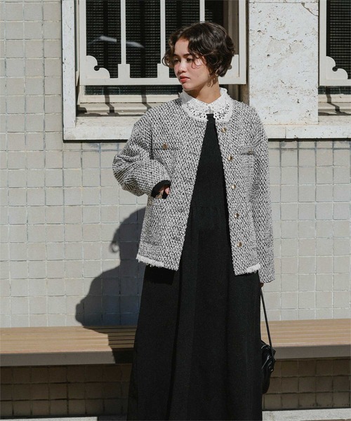 titivate（ティティベイト）の「ツイードジャケット（ノーカラー