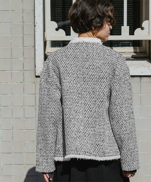 titivate(ティティベイト)の「ツイードジャケット(ノーカラージャケット・レディース・ブラック/オフホワイト/ブラック系その他/ネイビー・L/S/M)」の18枚目の写真