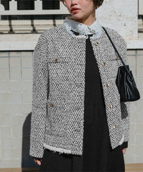 セール】ツイードジャケット（ノーカラージャケット）｜titivate