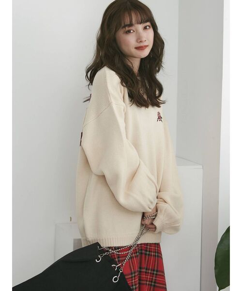 jouetie（ジュエティ）の「バックBIGロゴJQDニット（ニット/セーター・レディース・アイボリー/その他1/ブラック・MEDIUM）」の5枚目の写真