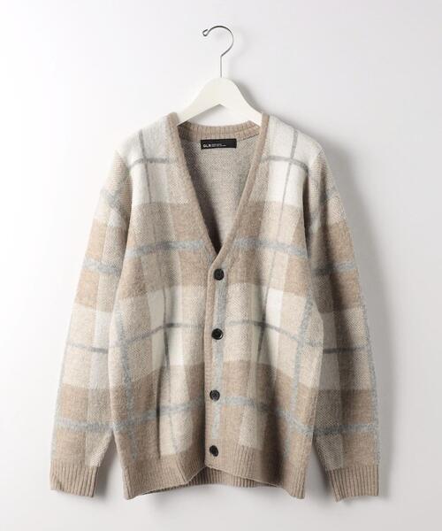 green label relaxing(グリーンレーベルリラクシング)の「チェック ジャカード 起毛 Vネック カーディガン(カーディガン/ボレロ・メンズ・ベージュ/ネイビー・S/M/XL/L)」の13枚目の写真