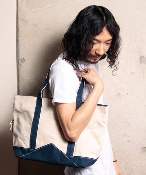 COSSHI(コッシ)の「COSSHI PARAFFIN CANVAS TOTE(トートバッグ・メンズ・ブラック/ネイビー/レッド・FREE)」の1枚目の写真