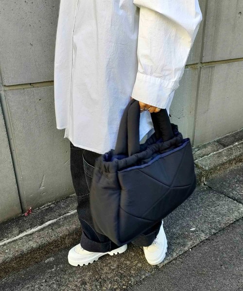 CONTROL FREAK / CTFK(コントロールフリーク)の「CONTROL FREAK / CTFK(コントロールフリーク/シーティーエフケー)ナイロンダイヤトート(トートバッグ・レディース・ブラック/グリーン/ベージュ/オレンジ・FREE)」の5枚目の写真