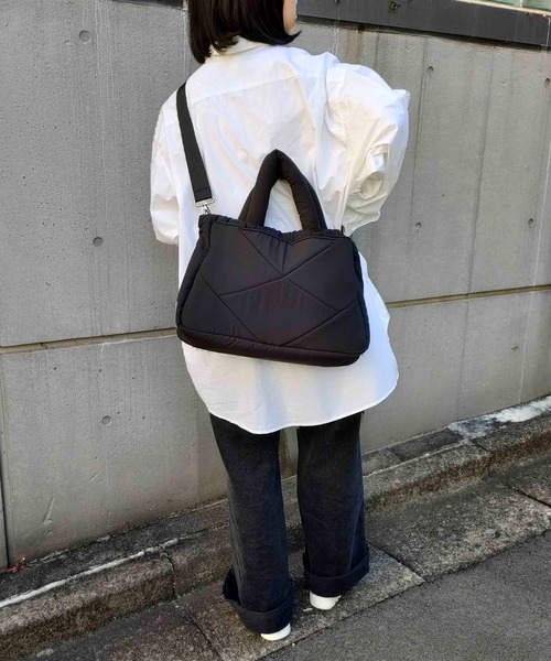 CONTROL FREAK / CTFK(コントロールフリーク)の「CONTROL FREAK / CTFK(コントロールフリーク/シーティーエフケー)ナイロンダイヤトート(トートバッグ・レディース・ブラック/グリーン/ベージュ/オレンジ・FREE)」の6枚目の写真