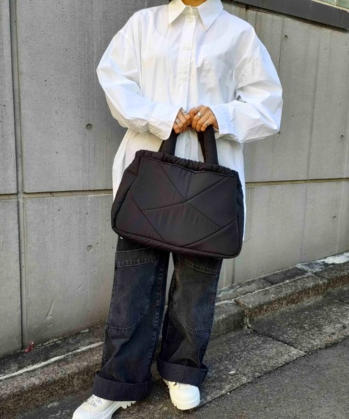 CONTROL FREAK / CTFK(コントロールフリーク)の「CONTROL FREAK / CTFK(コントロールフリーク/シーティーエフケー)ナイロンダイヤトート(トートバッグ・レディース・ブラック/グリーン/ベージュ/オレンジ・FREE)」の7枚目の写真