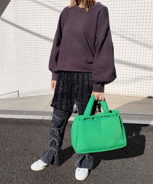 CONTROL FREAK / CTFK(コントロールフリーク)の「CONTROL FREAK / CTFK(コントロールフリーク/シーティーエフケー)ナイロンダイヤトート(トートバッグ・レディース・ブラック/グリーン/ベージュ/オレンジ・FREE)」の10枚目の写真