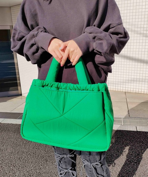 CONTROL FREAK / CTFK(コントロールフリーク)の「CONTROL FREAK / CTFK(コントロールフリーク/シーティーエフケー)ナイロンダイヤトート(トートバッグ・レディース・ブラック/グリーン/ベージュ/オレンジ・FREE)」の12枚目の写真