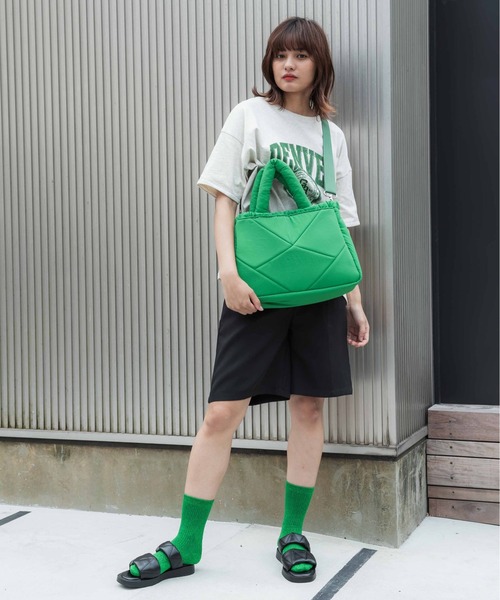 CONTROL FREAK / CTFK(コントロールフリーク)の「CONTROL FREAK / CTFK(コントロールフリーク/シーティーエフケー)ナイロンダイヤトート(トートバッグ・レディース・ブラック/グリーン/ベージュ/オレンジ・FREE)」の20枚目の写真