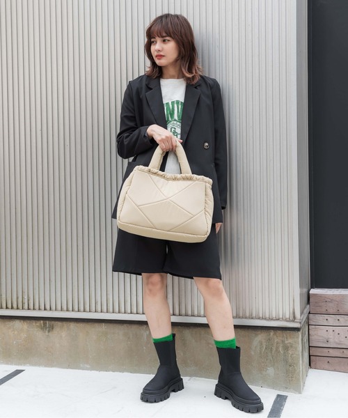 CONTROL FREAK / CTFK(コントロールフリーク)の「CONTROL FREAK / CTFK(コントロールフリーク/シーティーエフケー)ナイロンダイヤトート(トートバッグ・レディース・ブラック/グリーン/ベージュ/オレンジ・FREE)」の15枚目の写真