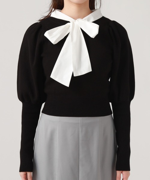archives（アルシーヴ）の「２ｗａｙボウタイパフスリーブニット（ニット/セーター・レディース・ピンクベージュ/ブラック/アイボリー・MEDIUM）」の22枚目の写真