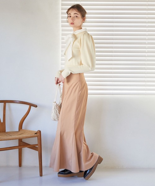 archives（アルシーヴ）の「２ｗａｙボウタイパフスリーブニット（ニット/セーター・レディース・ピンクベージュ/ブラック/アイボリー・MEDIUM）」の11枚目の写真