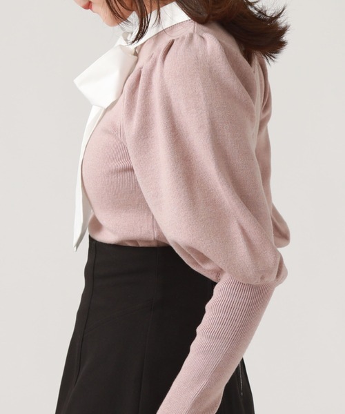 archives（アルシーヴ）の「２ｗａｙボウタイパフスリーブニット（ニット/セーター・レディース・ピンクベージュ/ブラック/アイボリー・MEDIUM）」の14枚目の写真