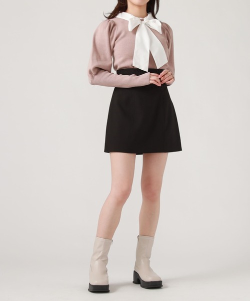 archives（アルシーヴ）の「２ｗａｙボウタイパフスリーブニット（ニット/セーター・レディース・ピンクベージュ/ブラック/アイボリー・MEDIUM）」の16枚目の写真