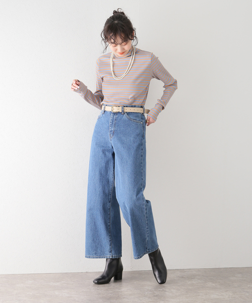 B.C STOCK（ベーセーストック）の「ORIGINAL ボーダータートルカットソー（Tシャツ/カットソー・レディース・ベージュ/ブラウン/ブラック・FREE）」の10枚目の写真