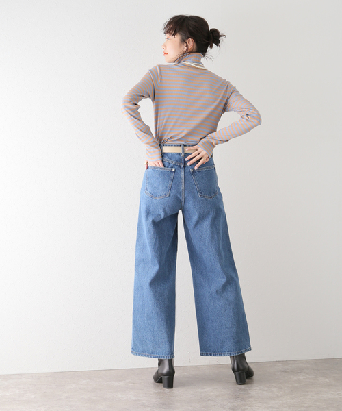 B.C STOCK（ベーセーストック）の「ORIGINAL ボーダータートルカットソー（Tシャツ/カットソー・レディース・ベージュ/ブラウン/ブラック・FREE）」の12枚目の写真