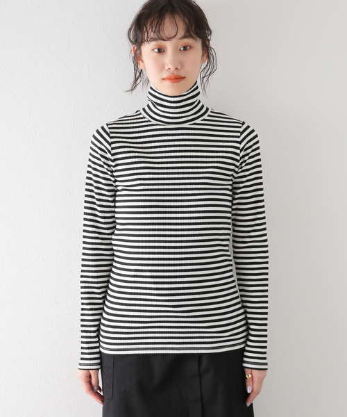 B.C STOCK（ベーセーストック）の「ORIGINAL ボーダータートルカットソー（Tシャツ/カットソー・レディース・ベージュ/ブラウン/ブラック・FREE）」の22枚目の写真