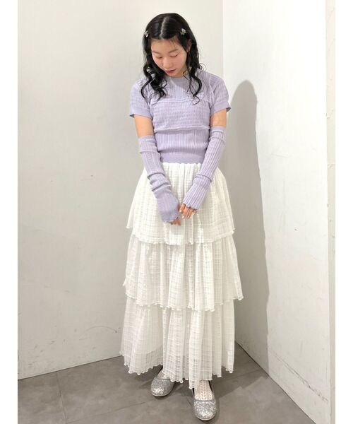 merry jenny（メリージェニー）の「アームウォーマーニット（ニット/セーター・レディース・アイボリー/グリーン/ラベンダー・FREE）」の5枚目の写真