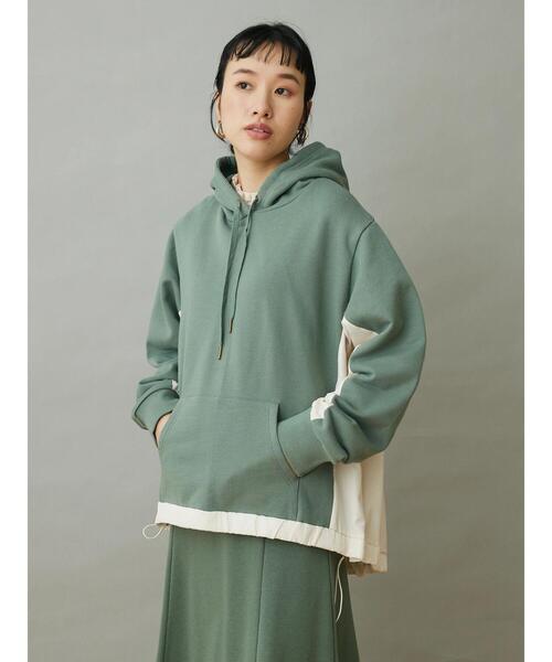 CRAFT STANDARD BOUTIQUE(クラフトスタンダードブティック)の「異素材切り替えフードパーカー(パーカー・レディース・グレイッシュベージュ/カーキ/サックスブルー・FREE)」の6枚目の写真