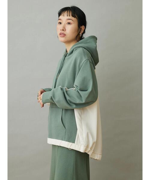 CRAFT STANDARD BOUTIQUE(クラフトスタンダードブティック)の「異素材切り替えフードパーカー(パーカー・レディース・グレイッシュベージュ/カーキ/サックスブルー・FREE)」の9枚目の写真