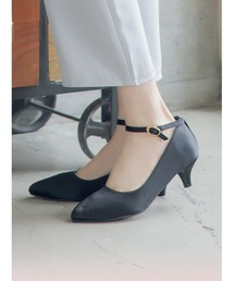[CLOSED] 結婚式パンプス ヒール 低め アンクルストラップ付きサテンローヒールパンプス (5cmヒール)