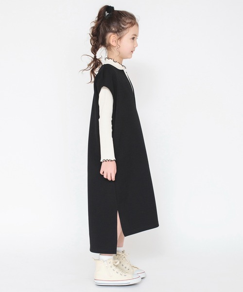 BRANSHES（ブランシェス）の「ＶネックロングＪＳＫ（ジャンパースカート・キッズ・ブラック/ベージュ・110/120/140/130/150）」の3枚目の写真