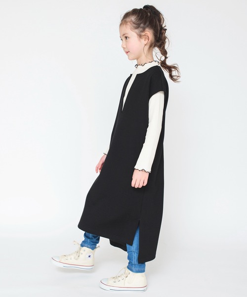 BRANSHES（ブランシェス）の「ＶネックロングＪＳＫ（ジャンパースカート・キッズ・ブラック/ベージュ・110/120/140/130/150）」の7枚目の写真