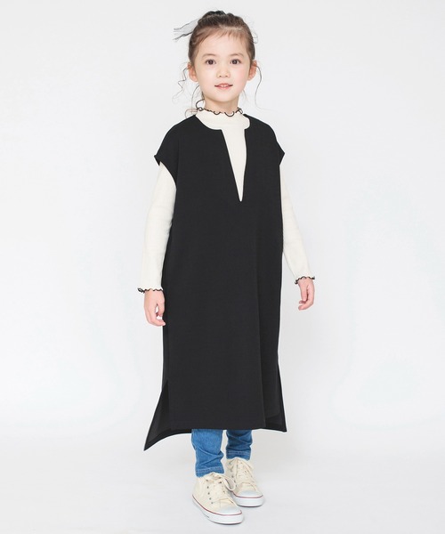 BRANSHES（ブランシェス）の「ＶネックロングＪＳＫ（ジャンパースカート・キッズ・ブラック/ベージュ・110/120/140/130/150）」の6枚目の写真