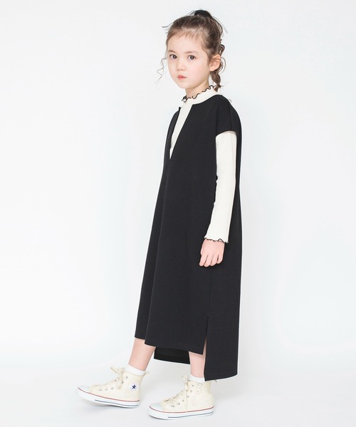 BRANSHES（ブランシェス）の「ＶネックロングＪＳＫ（ジャンパースカート・キッズ・ブラック/ベージュ・110/120/140/130/150）」の4枚目の写真