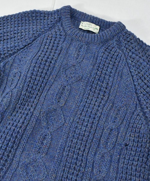 VINTAGE(ヴィンテージ)の「【ヴィンテージ古着】Quill's Woolen Market ケーブル編み アランニットセーター アイルランド製(ニット/セーター・メンズ・ネイビー・SMALL)」の3枚目の写真