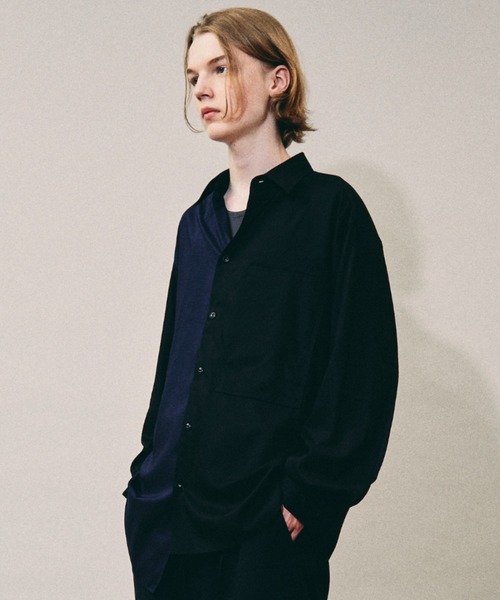ANEI / シャツ/2/レーヨン/ブラック/無地 ANEI（アーネイ）の「IMI SHIRT 2-TONE（シャツ/ブラウス）」 - WEAR