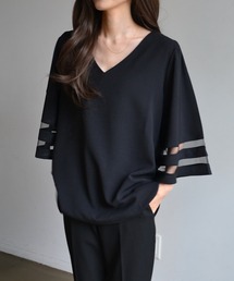 Vネックシフォンブラウス